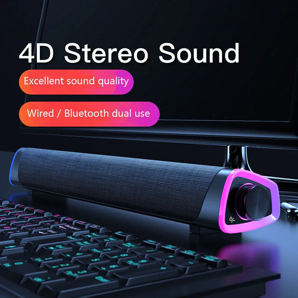 Alto- falante 4D Computer Wired Loudspeaker Bluetooth 5.0 Bar Stereo Sound Subwoofer Surround Soundbar Speaker For Macbook Laptop Notebook PC